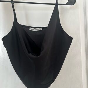 Abercrombie & Fitch Black Women's cowl neck top satin in black 
Size small